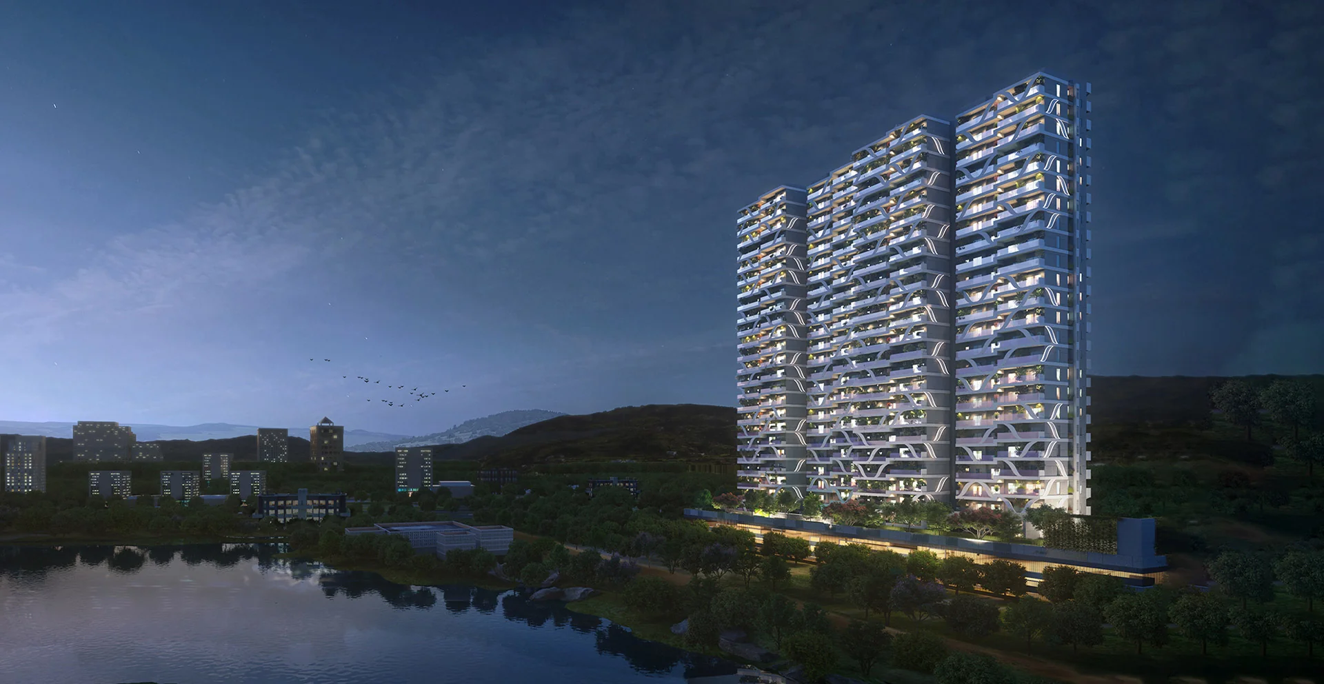 Developer architectural render of DSR The First residential towers in Hyderabad